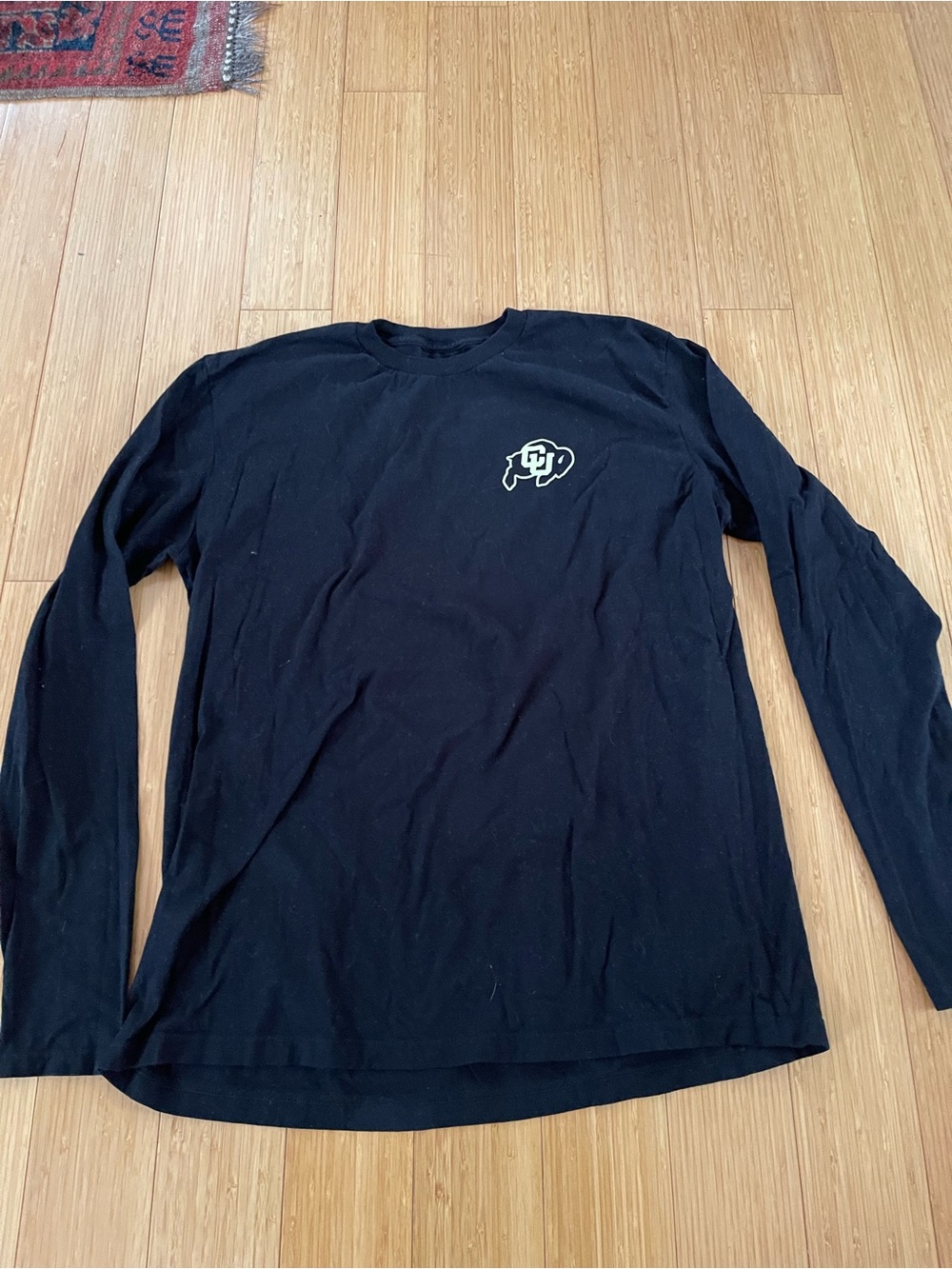 Mens CU Boulder Black Long-Sleeve Crewneck Shirt, mens xl